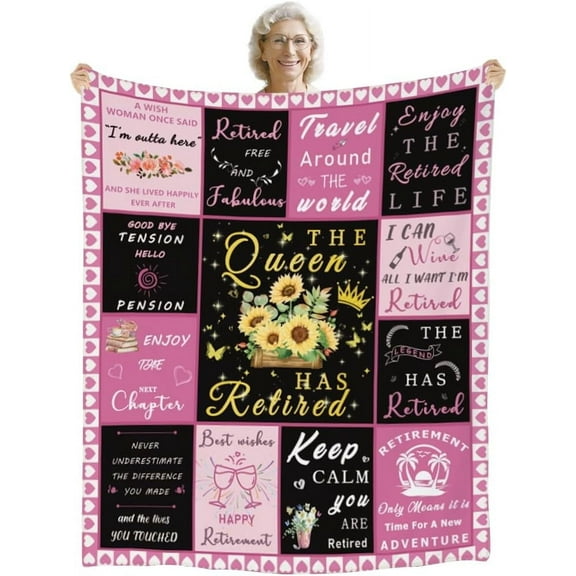 Retirement Gift for Her 2024, Retirement Blanket for Women, Cool Retirement Gifts for Retirees Teachers Nurses Mom Grandma Boss, Goodbye Farewell Gifts for Coworkers, Retired Party Decor 50"x 60"