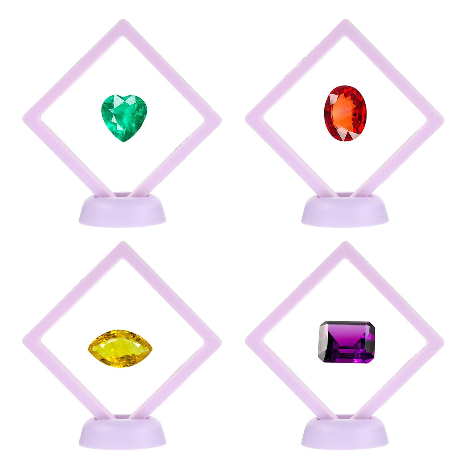 Unique Bargains 12Pcs Transparent Display Case for Jewelry 3.54" x 3.54" x 0.8" Purple