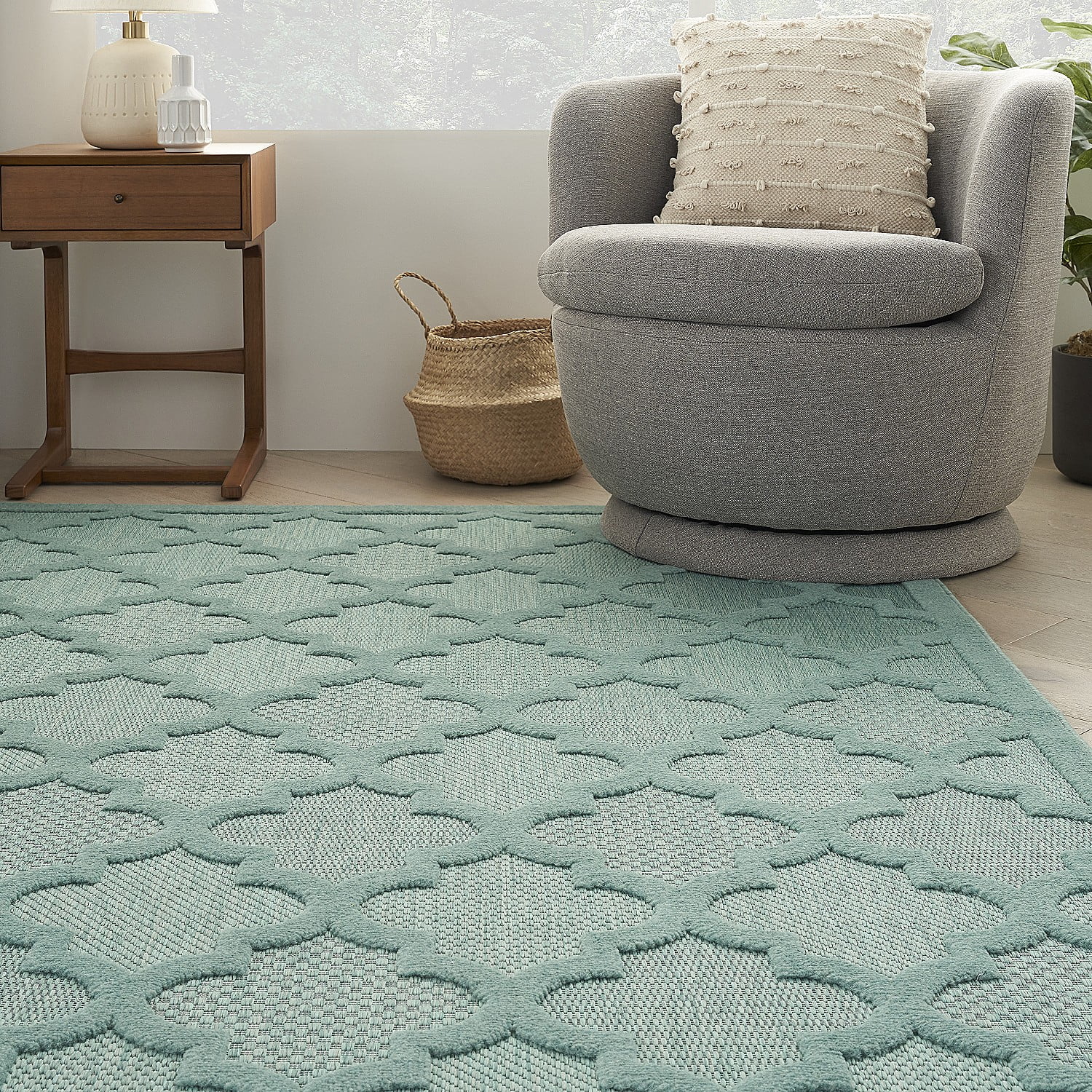 Nourison Easy Care 9' x 12' Aqua/Teal Indoor/Outdoor Rug