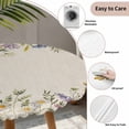 thumbnail image 3 of Purple Lavender Round Tablecloth for 36-44 Inch Tables,Fitted Table Cover with Elastic Edge,Spring Rustic Wildflowers Botanical Beige Waterproof Outdoor Table Cloth Protector for Patio Garden Dinner, 3 of 9