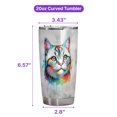 thumbnail image 5 of Watercolor Drip American Shorthair Pop Art Colorful Portrait Artwork 20oz Stainless Steel Tumbler Insulated Cup with Lid Cat Lover Kitten Owner Gifts - 01009, 5 of 5