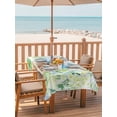 thumbnail image 3 of Rectangle Outdoor Tablecloth With Umbrella Hole And Zipper– Bandana Bow Bunny Easter Waterproof Patio Table Cover for Party, Picnic, Backyard, 60"x102" , Green Blue Watercolor Leaves, 3 of 8