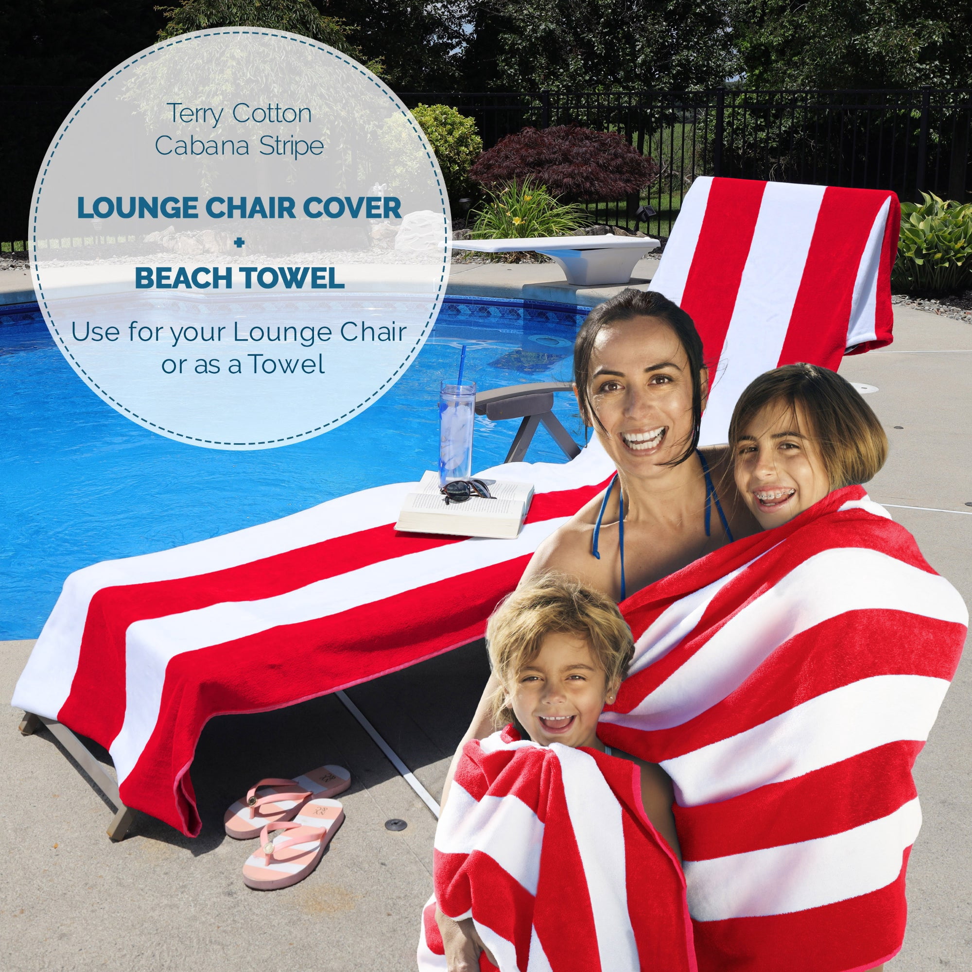 Cotton Green Stripe Standard Size Chaise Lounge Chair Cover by Superior