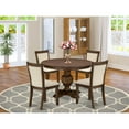 thumbnail image 2 of East West Furniture 5-Piece Dining Table Set - A Gorgeous Dinning Table and 4 Gorgeous Light Beige Linen Fabric Kitchen Chairs with Stylish High Back (Sand Blasting Antique Walnut Finish), 2 of 2