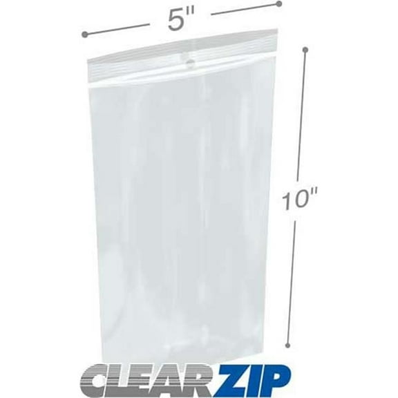 International Plastics CZH20510 5 x 10 in. ClearZip with Hanghole Bags, 0.002 Gauge - Case of 1000