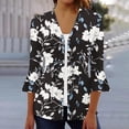 thumbnail image 2 of CKpwisy Womens 3/4 Sleeve Cardigans Trendy Printing Eyelet Embroidery Blouses Casual Open Front Shirt Comfortable Tunic Tops Elegant Cover Up, 2 of 5