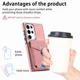thumbnail image 2 of TECH CIRCLE Case for Samsung Galaxy S22 Ultra 6.8", [Built-in 2 Micro-SIM Card Slots] Slim Soft Shockproof Protective Cover with Ring Holder Stand + Card Holder Pocket + Eject Pin Holder - Pink, 2 of 8