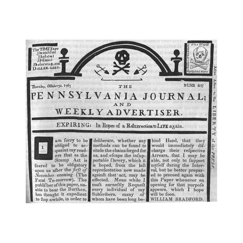 Stamp Act Protest (Pennsylvania Journal) Art Poster Print Poster