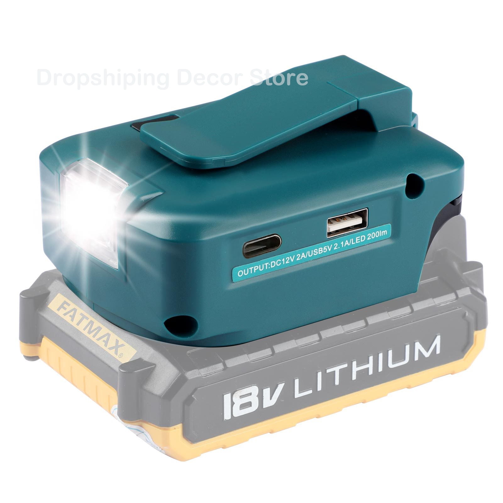 Battery Adapter with LED Light Dual USB Type-C Port For Makita/Dewalt/Bosch/Milwaukee/Black Decker 18V 20V Li-ion Battery