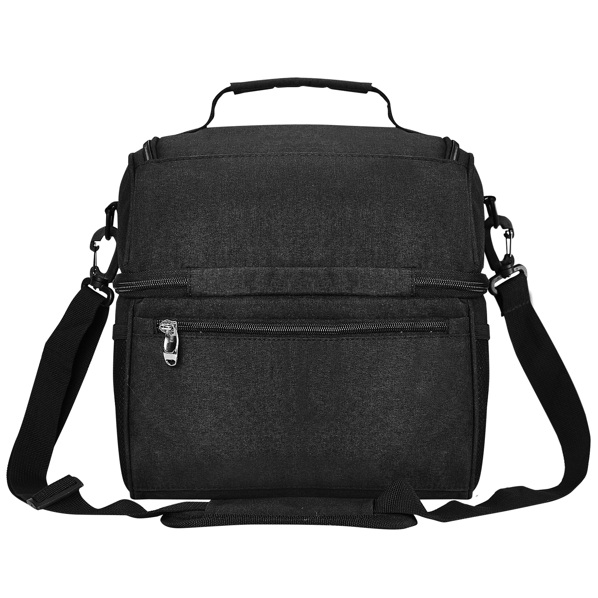COUTUDI 14L Large Insulated Lunch Bag for Men Women Adult Reusable Leakproof Tote Cooler Lunch Bag for Office Work Double Deck with Shoulder Straps（Black）