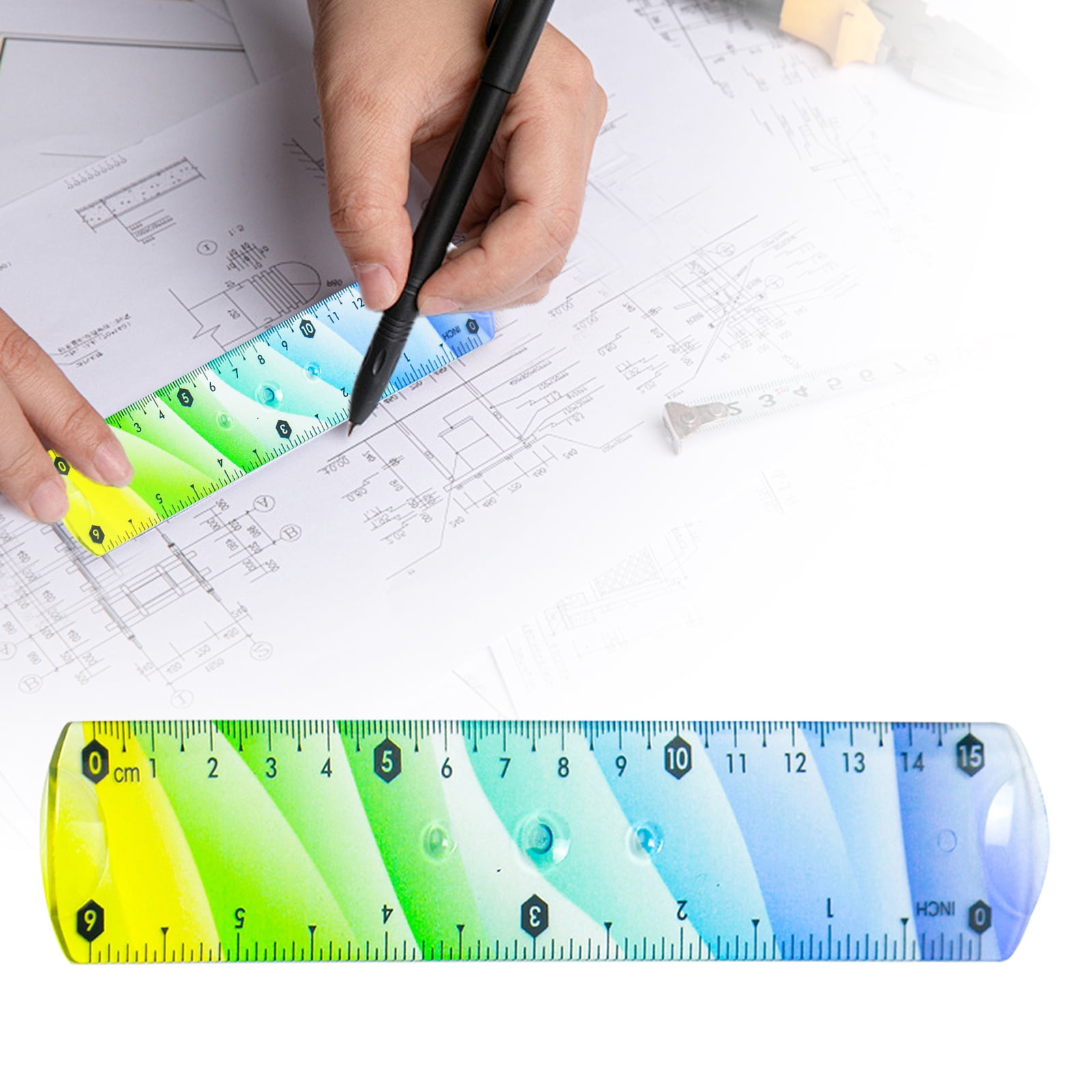 Gradient Colorful Soft Tape Measure, 15cm Flexible Portable Double Scale Ruler for Sewing Tailoring Body Measurement, Set of 5