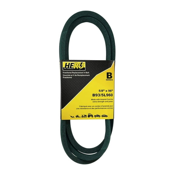 HERO® 5/8 inch x 96 inch Aramid Kevlar Lawn Mower Belt Replacement For Reference B93 5L960