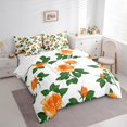 thumbnail image 3 of Manfei Flower Floral Bedding Comforter Set 7-Piece,Spring Graden King Bedding Sets,Orange Green White Bed Sheets For Girl,Super Cozy Room Decor,Reversible, 3 of 8
