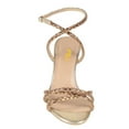 thumbnail image 4 of FSJ Women Graceful Rhinestones Round Open Toe Strappy Sandals Cross Ankle Strap Chain Block Chunky Mid Heel Wedding Prom Shoes Size 7 Gold, 4 of 4