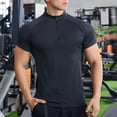 thumbnail image 2 of USNSM Mens Shirts Quarter Zip Short Sleeve Gym Workout Performance Moisture Wicking Athletic Quick Dry Compression Shirt for Men Black XXL, 2 of 6