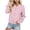 Pink, variant on Women Bomber Coat Zip Up Long Sleeve Waffle Jackets Casual Comfy Loose Lightweight Coat with Pockets