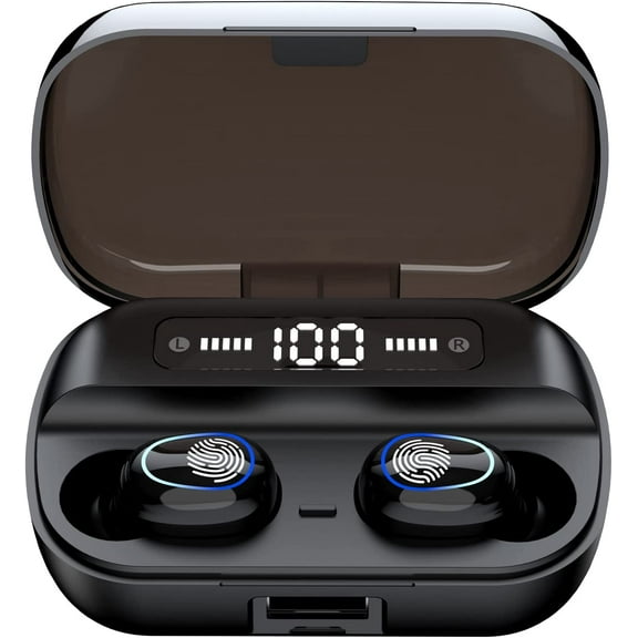Wireless Earbuds Bluetooth Wireless Ear buds with HD Noise Cancelling Mic, HiFi Stereo Bass Sound Headphones with LED Charging Case, Touch Control Smallest In Ear Earphones for Sport/Work/Travel