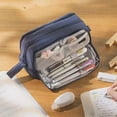 thumbnail image 4 of Large Capacity 4 Compartment Pencil Box, 8.7x3.9x3.7in Multi Layer Zipper Stationery Organizer Multifunctional Colorful Pen Bag for Student Supply Black, 4 of 6