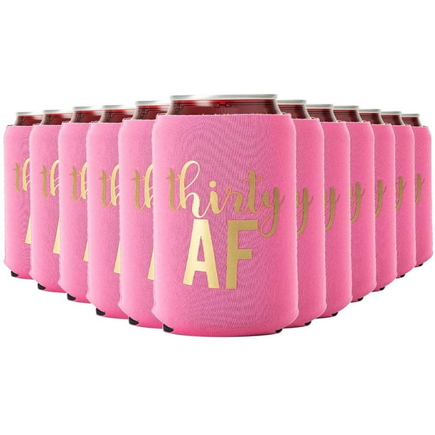 Thirty Af Can Coolers 30th Birthday Party Coolies Set Of 12 Pink And Gold 30 Birthday Cup Coolers Perfect For Birthday Parties Birthday Decorations Walmart Com