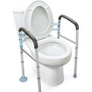 Oasisspace Stand Alone Toilet Safety Rail, Heavy Duty Medical Toilet Safety Frame for Elderly, Handicap and Disabled, Adjustable Bathroom Toilet Handrails, Width Adjustable Design, Fit Any Toilet