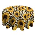 thumbnail image 4 of Leopard Sunflower Pattern Round Tablecloth 60"x60",Wrinkle Wipeable Table Cloth for Kitchen Dining Room Picnic Patio Party, 4 of 6