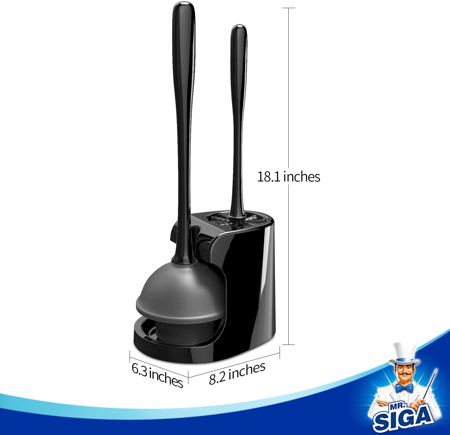 Mr.Siga Toilet Plunger and Bowl Brush Combo Set with Caddy photo 4