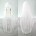 thumbnail image 3 of INTSUPERMAI 31.5" Long Straight White Hair Wigs Synthetic Full Wigs Side Bangs for Anime Cosplay Party, 3 of 7
