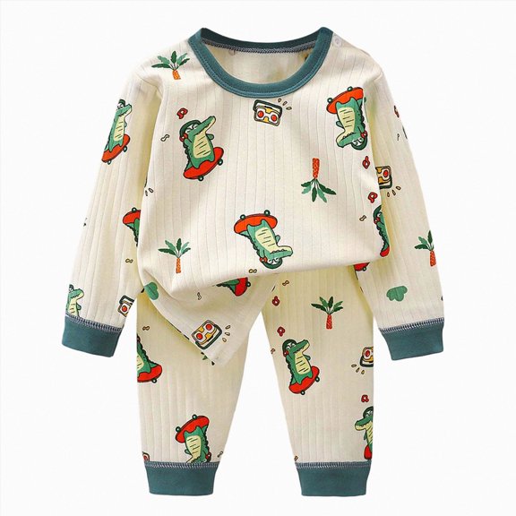 JUMEYU Toddler Pajamas Set Long Sleeve Kids Pajamas for Boys Girls PJS Set Long Sleeve Sleepwear Soft Pajamas 4T 5T (Dark Green,4-5 Years)