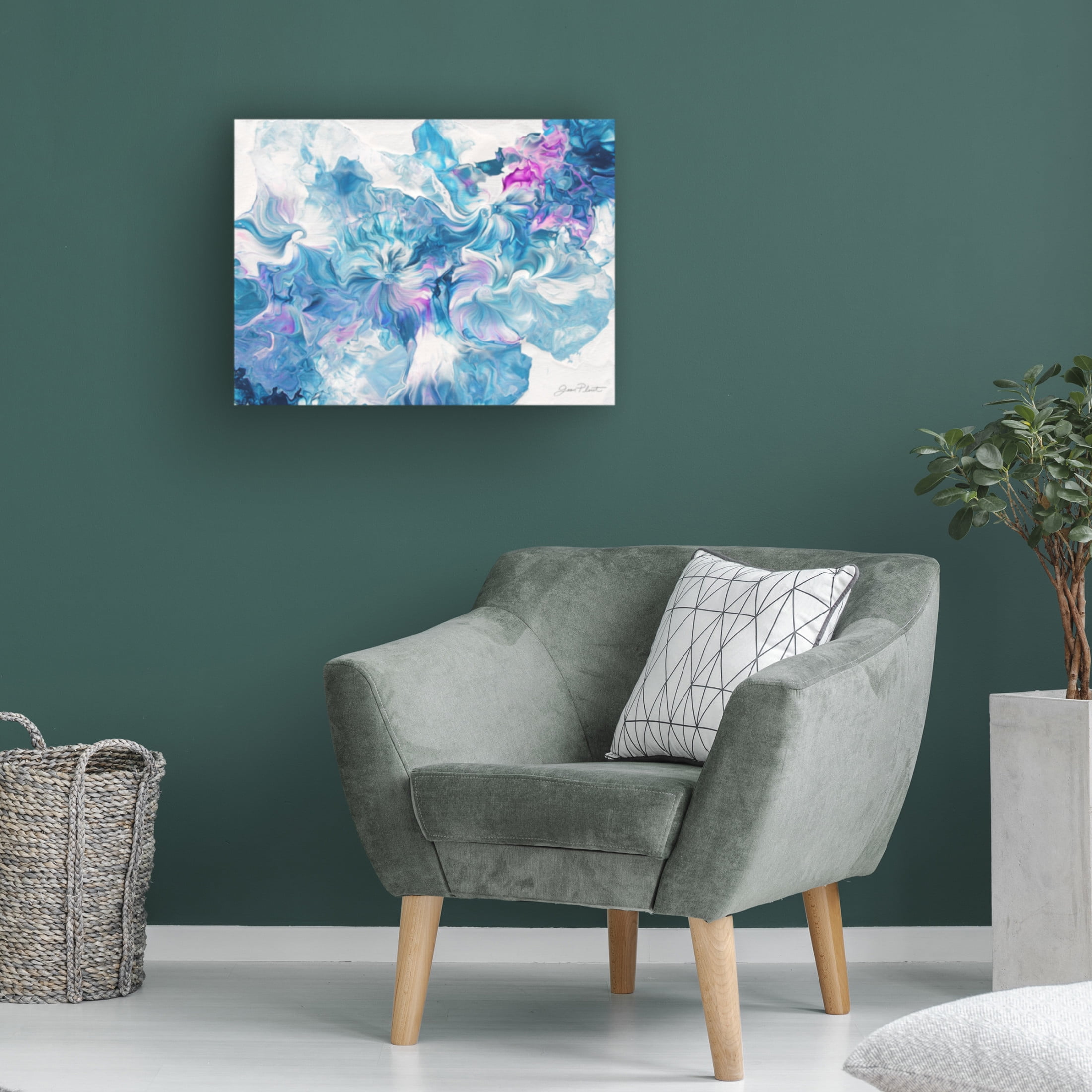 Canvas Wall Art - Jean Plout 'Abstract Pouring Q' Wall Art for Living Room, Bedroom, or Office Décor by Trademark Fine Art - 32 x 24 Inches