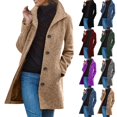 thumbnail image 6 of Misright Women's Casual Thicken Wool Blend Stand Collar Single Breasted Pea Coat, 6 of 8