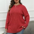 thumbnail image 2 of AGWOLF Cable Knit Sweaters for Women Plus Size Crewneck Pullover Tops Long Sleeve Chunky Jumpers Soft Cozy Warm Sweater L, 2 of 7