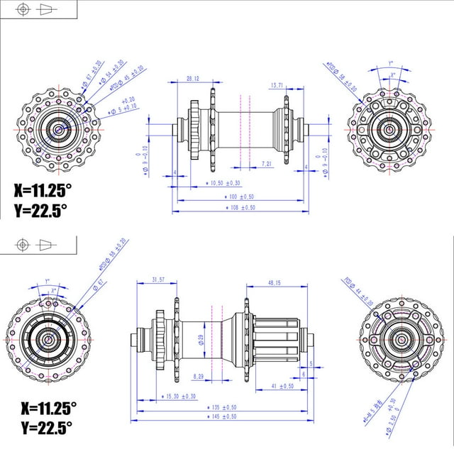 Moyeu de Roulement Taille Compacte Sans Bavure Réduit la Friction Fournitures de Cyclisme Installation Pratique Moyeux Métalliques Alliage d'Aluminium Arbre de Roue 32h/moyeu Avant/rouge