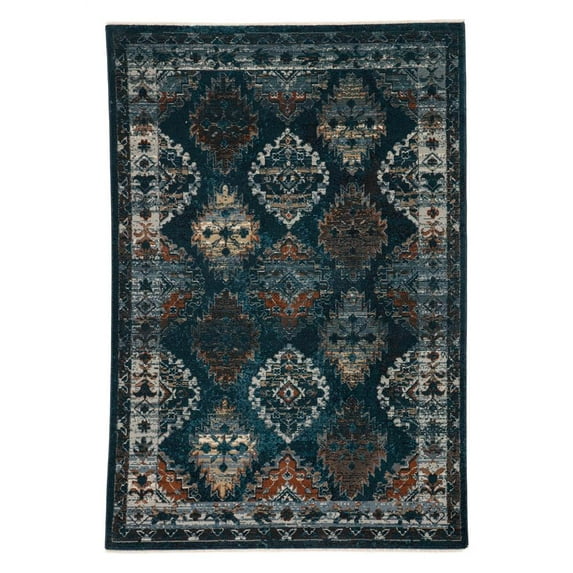 Lia Area Rug in Blue and Rust (11 ft. 1 in. L x 7 ft. 10 in. W)