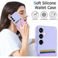 thumbnail image 3 of Samsung Galaxy S24 with Card Holder - Wallet Phone Case Galaxy S24 Hold 1-2 Cards for Women Men - Protective Soft Silicone Card Case for Samsung Galaxy S24 Purple, 3 of 7
