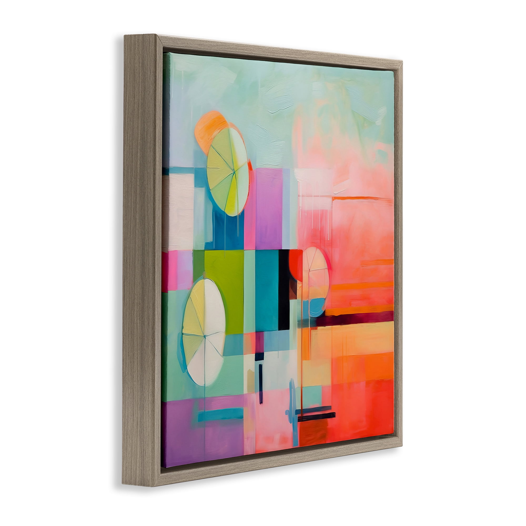 Stupell Industries Beach Umbrellas Abstraction Abstract Painting Brown Floater Framed Canvas Art Print Wall Art, 25 x 25