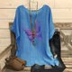 thumbnail image 2 of Vestidos Casuales Para Mujer, Blusas De Mujer De Moda Camisetas estampadas de moda para mujer, blusas casuales de lino holgadas de manga corta con cuello redondo y raglán, 2 of 4