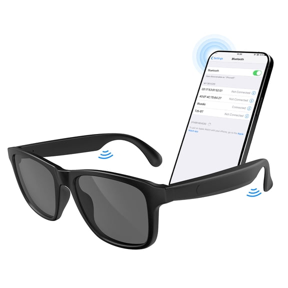 Smart Bluetooth Glasses,Built-in Mic & Speakers,Smart Wireless Headphone Sunglasses for Men and Women,Athletic/Outdoor UV Protection and Voice Control,Unisex(Black)