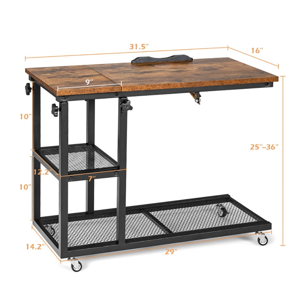Finihen Adjustable End Table, Sofa Side Table, Bed Side Table, Adjustable C-Shaped Bedside Table, for Living Room, Bedroom, Rustic Brown Finihen Adjustable End Table, Sofa Side Table, Bed Side Table, Adjustable C-Shaped Bedside Table, for Living Room, Bedroom, Rustic Brown