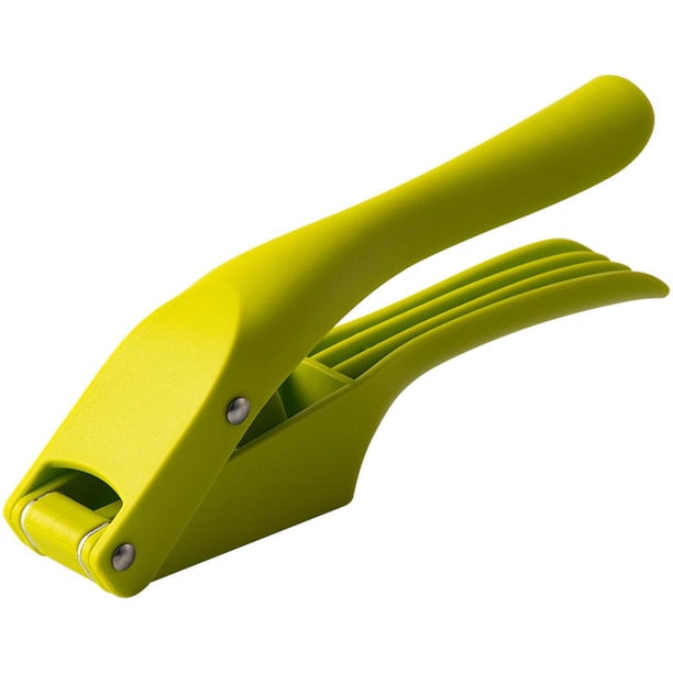 Prensa De Ajos Prensa y cortadora de ajos 2 en 1, trituradora de ajos de acero inoxidable resistente con mango ergonómico antideslizante para pasta de ajo fresco (verde, 1 pieza) Rkxzt
