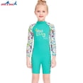 thumbnail image 3 of Buceo vela niños traje de traje de baño traje de baño niños traje de baño espalda con cremallera cremallera ropa de baño para nadar buceo snorkeling verde xl kenally OD003662-09, 3 of 7