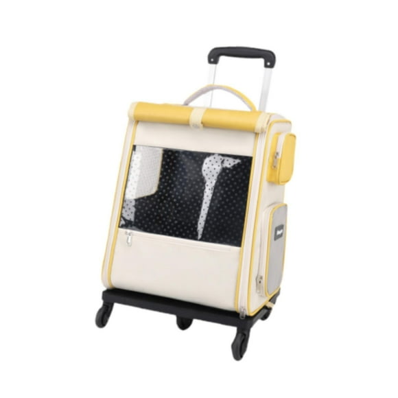 Mochila transportadora para gatos, bolsa de viaje para gatos, ligera, con ruedas, para cachorros, gatitos, vacaciones, senderismo al aire libre amarillo