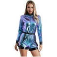 thumbnail image 3 of Alvivi Women's Shiny Astronaut Costume Bodysuit Fancy Dress Shorts Jumpsuit Blue 3XL, 3 of 7