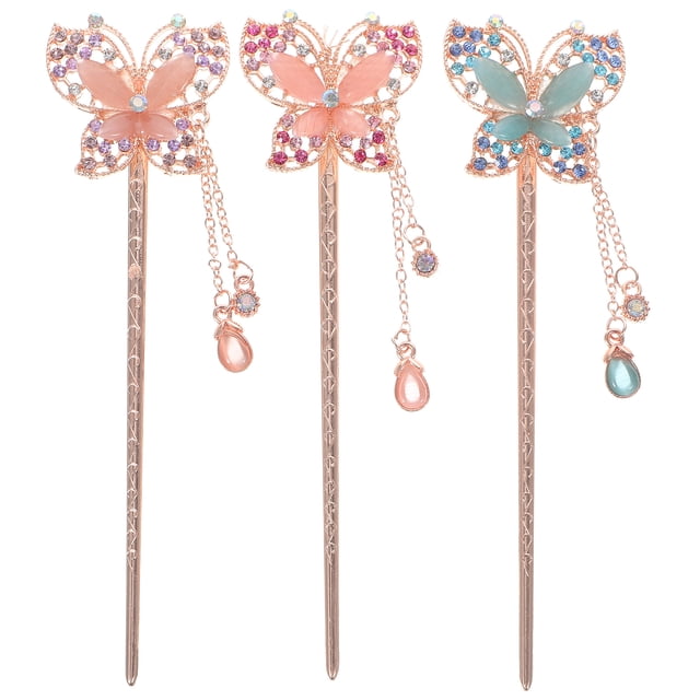 3 horquillas de mariposa para el pelo, estilo vintage, accesorios para moños.