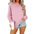 thumbnail image 2 of VISALY Pullover Crewneck Sweatshirt Tunic Sweatshirt Casual Oversized Sweatshirt Long Sleeve Preppy Sweatshirts Fall Pullover Sweaters Comfy Tops Winter Sweatshirts Basic Sweatshirt Pink 3Xl, 2 of 6
