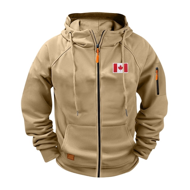 Dvprdro Jackets for Men Cargo Solid Color Multiple Pockets Sports Ditness Training Raglan Long Sleeved Hooded Casual Jacket
