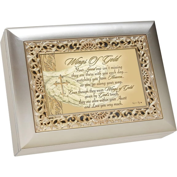 cottage garden wings of gold loved one watching silvertone gold inlay music box plays wind beneath my wings