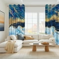 thumbnail image 6 of 2 Panels Blue Marble Blackout Curtain for Bedroom,Abstract Blue Gold Grommet Drapes for Living Room,52x84 Inch, 6 of 7