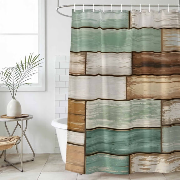 Sage Green Vintage Shower Curtain Set, Waterproof Shower Curtains for Bathroom, Brown Retro Farmhouse Elegant Pastoral Washable Fabric Cloth Bath Curtain for Bathtub with Hooks 60x72 Inches