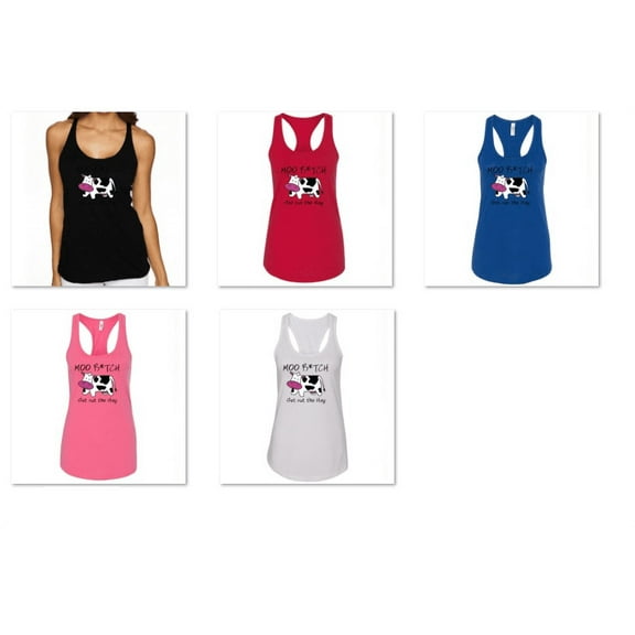 Funny Graphic Lady Moo Bitch Get Out The Hay printed Design Tank Top Soft and Comfy Tank Top, Lightweight Tank Top Black Tee Small