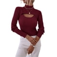 thumbnail image 2 of Fortune Women Knitted Tops, Solid Color Long Sleeve High Neck Shrug Sweater + Ribbed Vest, 2 of 7
